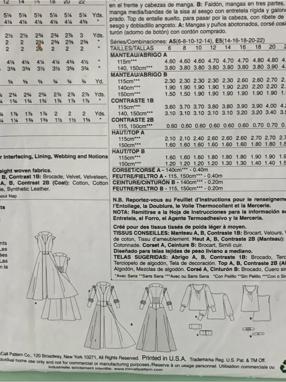🌸 Sz 6-14 McCalls M6819 Women's Costume Coat & Pants Sewing Pattern - Picture 5 of 7